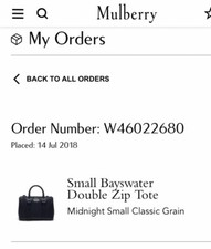 Mulberry Bayswater Double Zip Tote Navy - Midnight  As New-used Once 