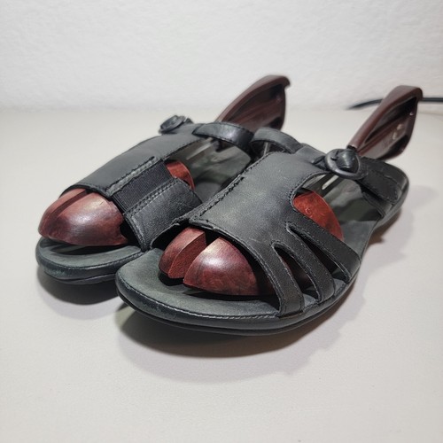 Keen Women's Black Leather Sandals US 7 Open-Toe Slip On Shoes - Picture 3 of 10