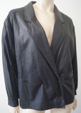 Louis Feraud Black Perforated Detail Double Breasted Casual Leather Jacket L