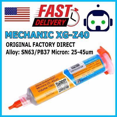 Mechanic XG-Z40 10cc Syringe Solder Paste Flux Sn63/Pb37 25-45um 10cc Tested