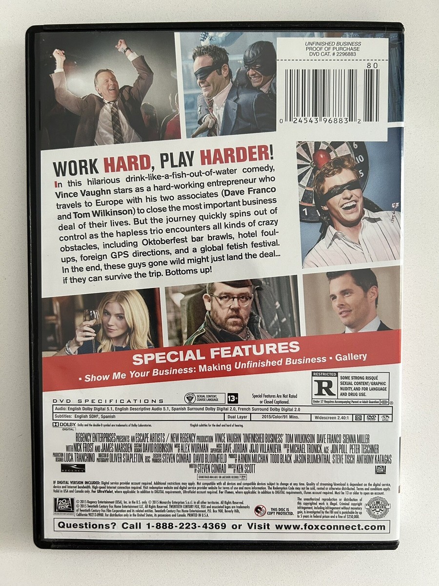 Unfinished Business (Vince Vaughn, Tom Wilkinson, Dave Franco) DVD