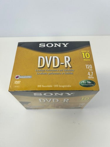 Sony DVD - R 10 Pack Discs With Cases 120 min 4.7 GB Blank New Sealed Blank DVDs - Bild 2 von 3