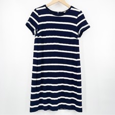 LOFT ANN TAYLOR Stripe Dress Navy White Nautical Business Casual Office Medium