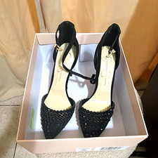 Jessica Simpson Women s US 9 Black Pointed Toe Ankle Strap Stiletto Buckle