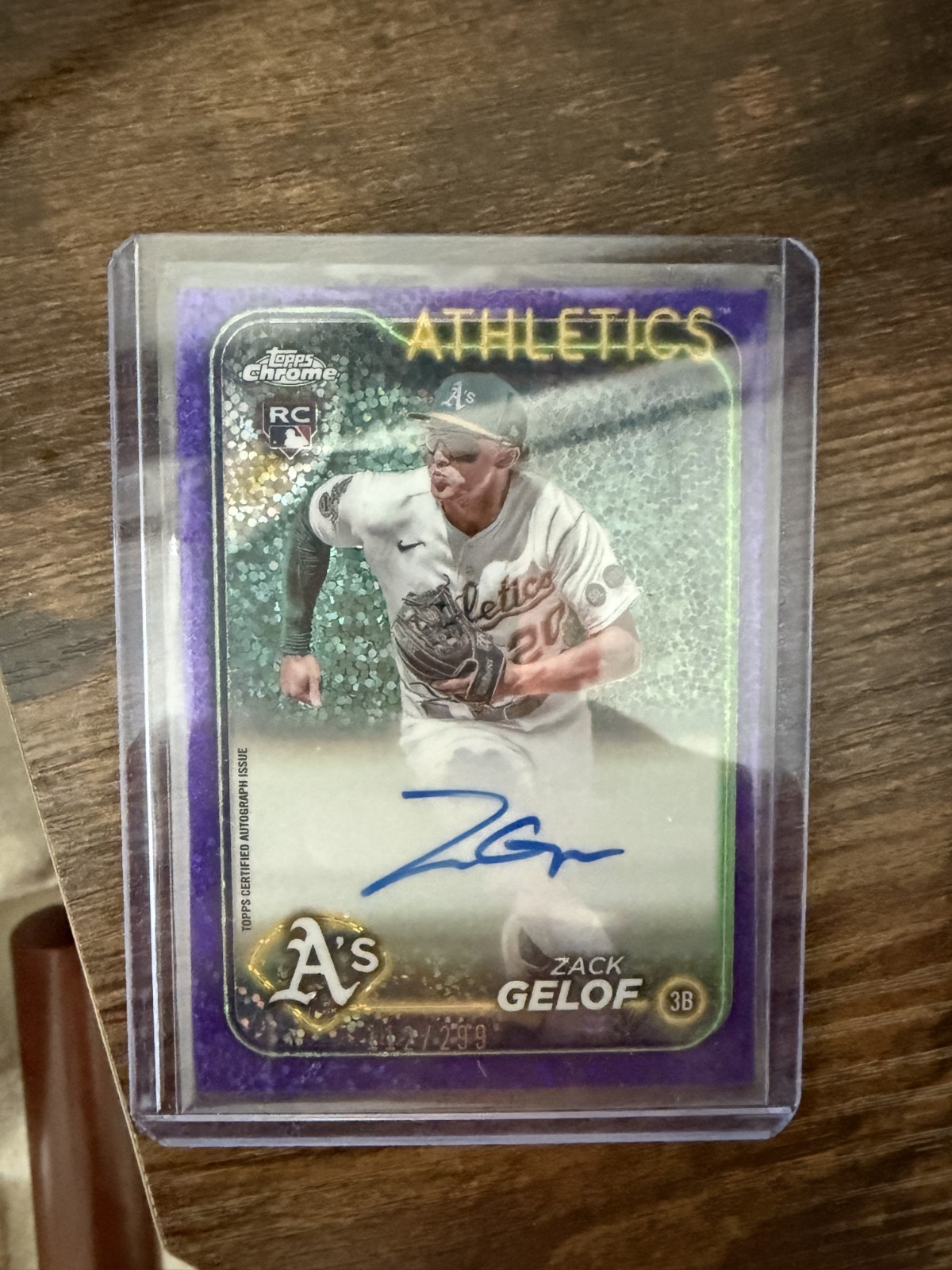 2024 Topps Chrome Autographs Zack Gelof #RA-ZG Purple Speckle Refractor /299