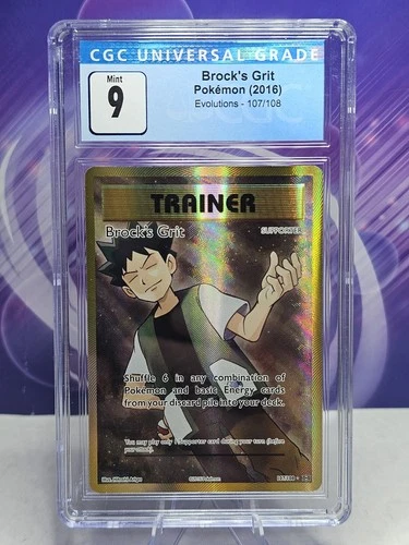 Brock's Grit 107/108 Ultra Rare Holo Evolutions Pokemon CGC 9 Mint Blue Label