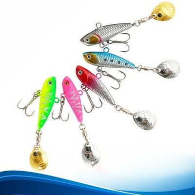 2Pcs Long-Distance Fishing Casting Lure Iron Plate Rotating Lure Bass Pike Lure 