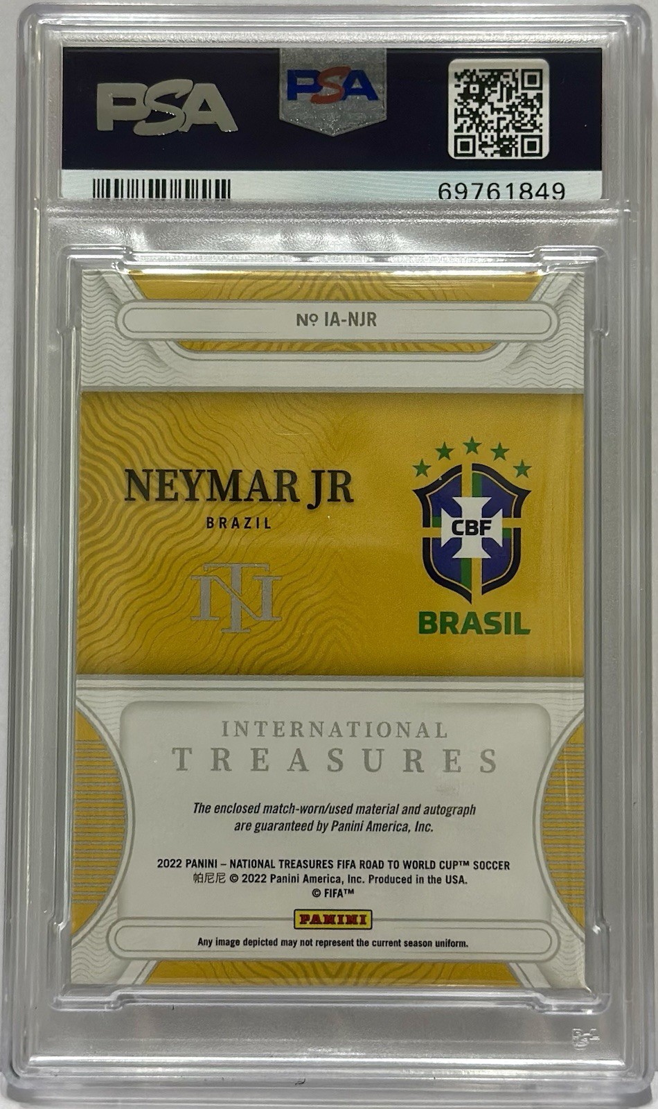 2022 National Treasures FIFA Neymar Jr. Patch Auto /49 PSA 9 Pop 5 None Higher view 2