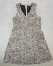 LOFT Pink & Blk Floral Fit & Flare Dress | V-Neck, Sleeveless Sz 8