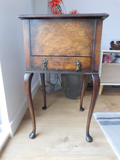 Antique Edwardian Walnut Sewing Box with Cabriolet Legs