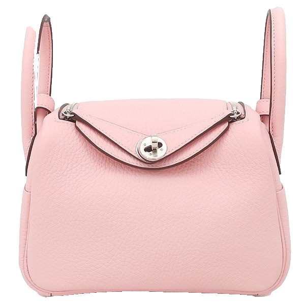 HERMES Lindy 2 Mini Shoulder Bag, Taurillon Clemence Leather, Rose Sakura K