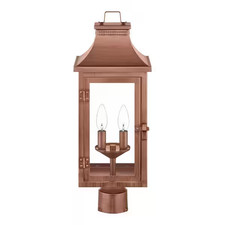 Hampton Bay Weather Resistant Post Light Copper Metal 2-Lights 21.5"H