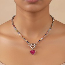 Necklace Waterproof AD-Studded Red Heart Charm I Premium Quality I Free Ship USA
