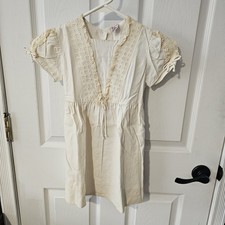 Vintage Girls Dress Eyelet Lace Cottage Core Miss Quality Size Small Ivory Brid
