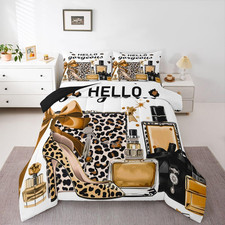 Brown Leopard Cheetah Print Queen Comforter Set  Fashion Modern Luxury Bedding