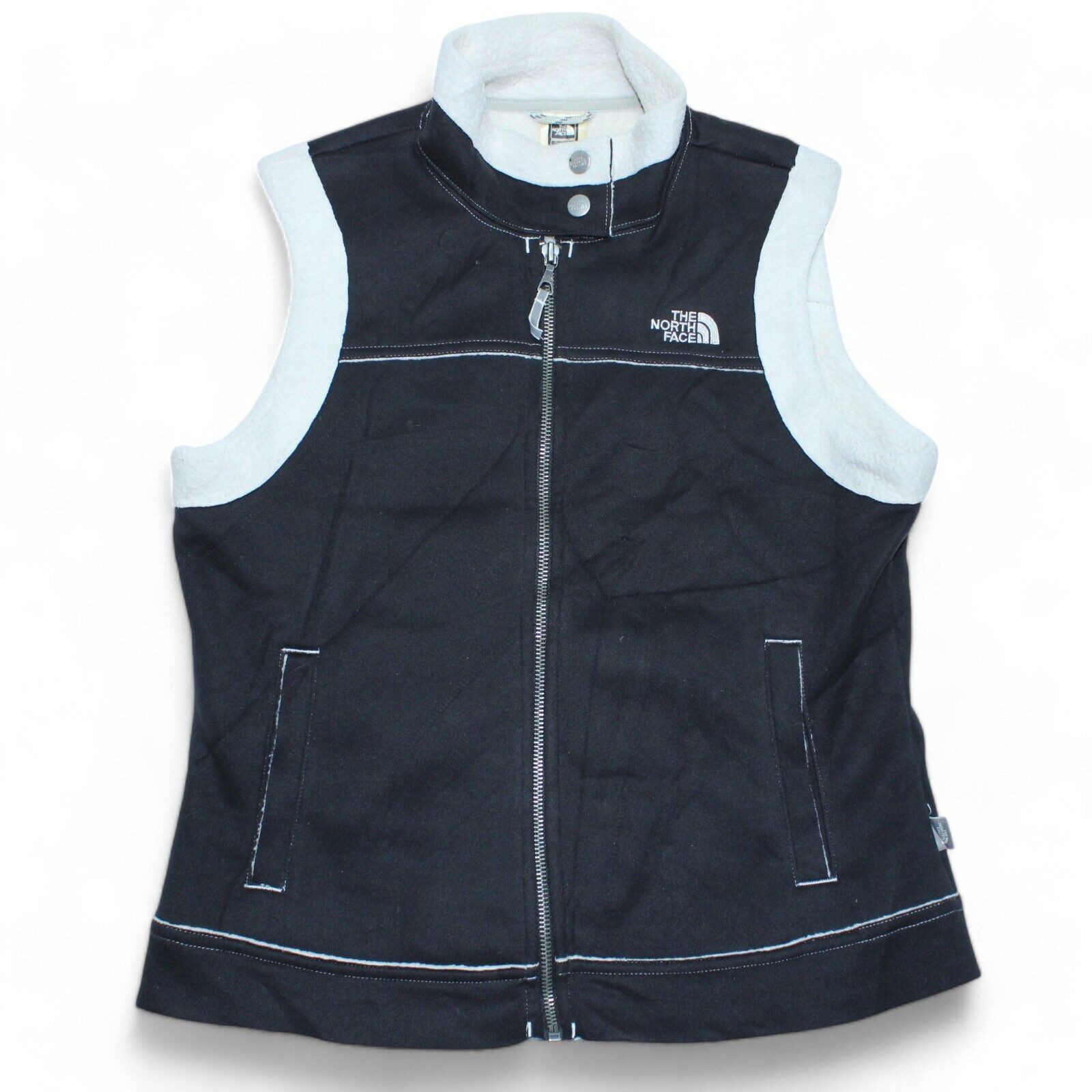 The North Face Sherpa Lined Vest Womens Medium Black Full Zip Outdoors Pockets