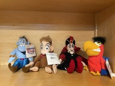 Vintage Disney Store Mini Bean Bag 4 Piece Set ALADDIN Genie-Abu-Jafar-Iago 