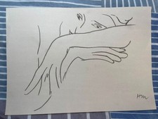 HENRI MATISSE drawing on old paper signed stamped vintage
