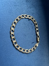 Mens 9ct Curb Bracelet 8 Inch Italy 375 Yellow Hold Very Good Condition