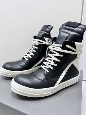 [BRAND NEW] Rick Owens Leather Black & White Geobasket High Sneaker EU41.5 Men