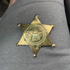 Vintage Solid Brass Texas Rangers 6-point Star Kids Souvenir Pin Back Reversed*