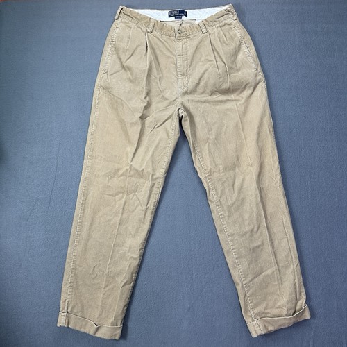 Ralph Lauren POLO by Ralph Lauren HAMMOND PANT, two-pleat corduroy pants, men's size W36. cotton navy blue type Vintage Second Hand