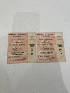 World Cup 1966 Football Tickets Uruguay vs Mexico x 2 in good condition