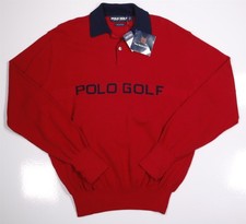 Polo Golf Ralph Lauren Vintage Red Logo Spellout Jumper KNit Sweater Large NWT