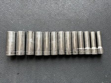 Snap-On Tools 313TSMYA 13 Piece 1/2 Drive METRIC Deep 6 Point Socket Set 12-24mm