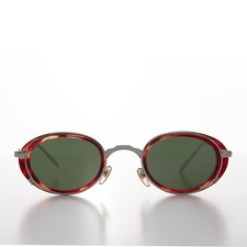 Oval Silver 90s Vintage Sunglass Green Lens - Atomic