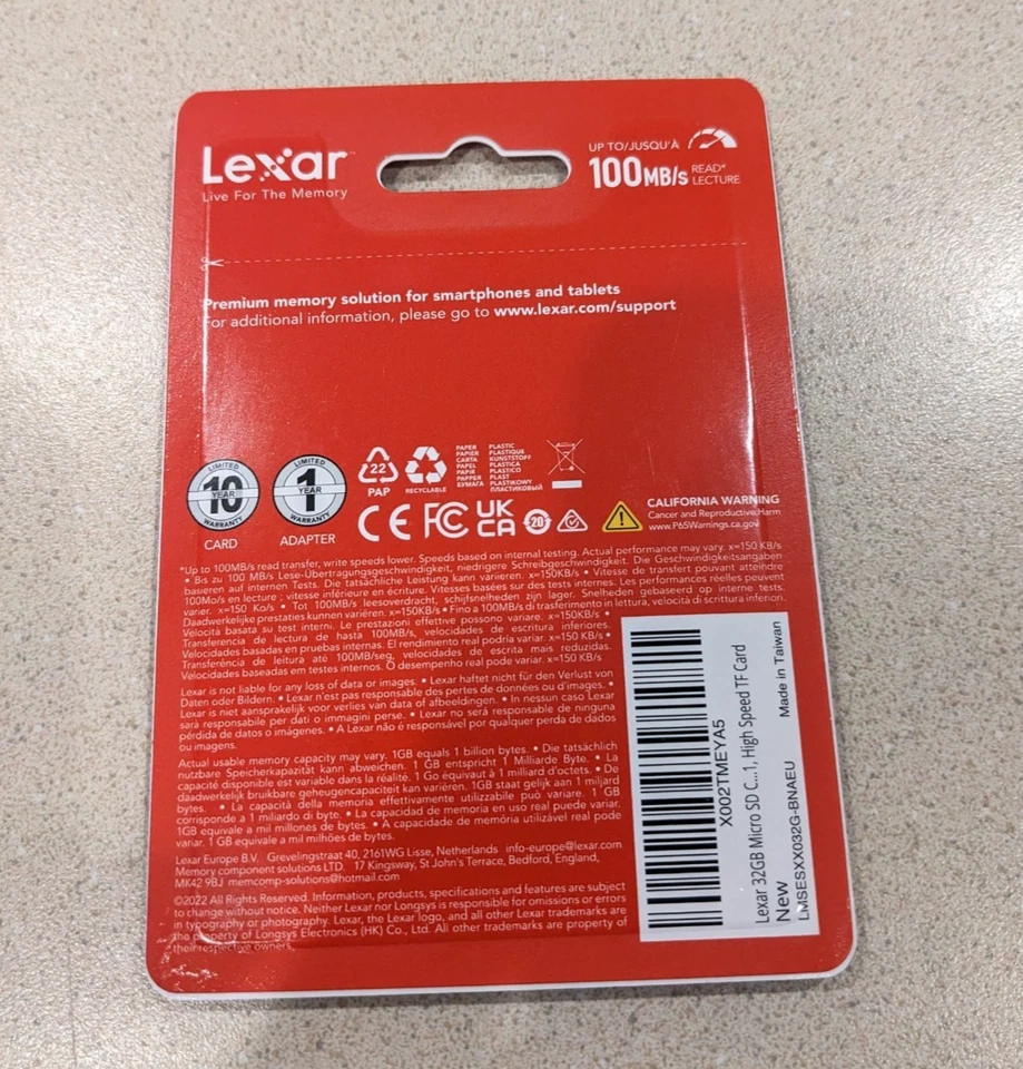 Lexar 32GB Micro SD E Series Class 10 U1 V10 A1 NEW in package 100 MB/s ! - Image 4 of 4