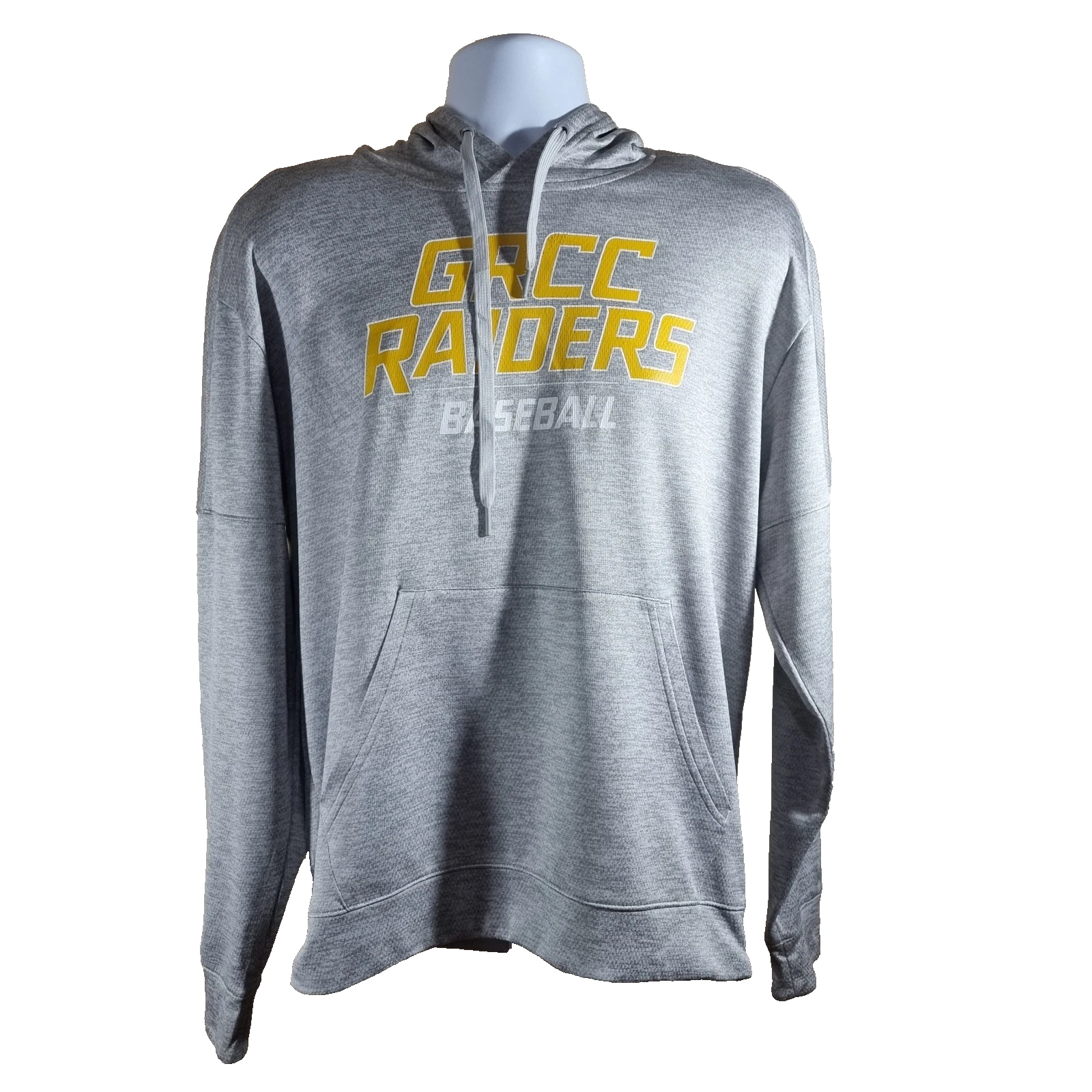 Adidas Grey Hoodie Men's Large Long Sleeve Drawstring Sports Baseball Activewear