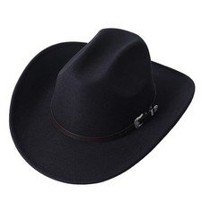 Men Women Wide Brim Western Cowboy Cowgirl Hats with Buckle Belt Top