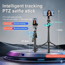 76" Auto Selfie Stick Tripod Phone Holder Stand 360 AI Face Tracking 2Fill Light