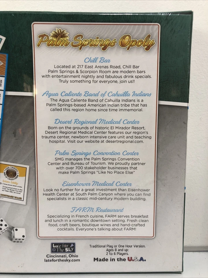 PALM SPRINGS OPOLY GAME MONOPOLY Local Version Board Game- New Still Sealed - Image 3 of 4