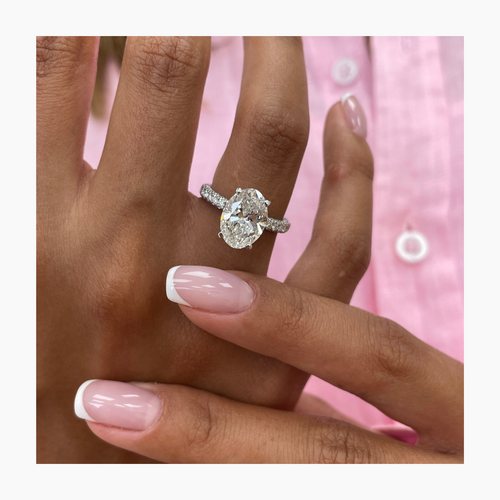 Diamond Ring Oval F VS1 IGI Cert 3.6 Carat Accented Labcreated 18K White Gold - Picture 5 of 15