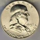 1957 D Denver Mint Franklin Half Dollar High Grade Uncirculated BU