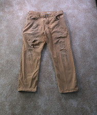 Carhartt Relaxed Carpenter Pants Men 34x30 Beige Distressed canvas workwear