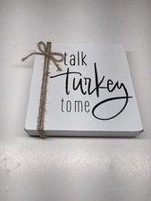 New "Talk Turkey to Me" Thanksgiving Fall Box Frame Wood Sign Home Decor