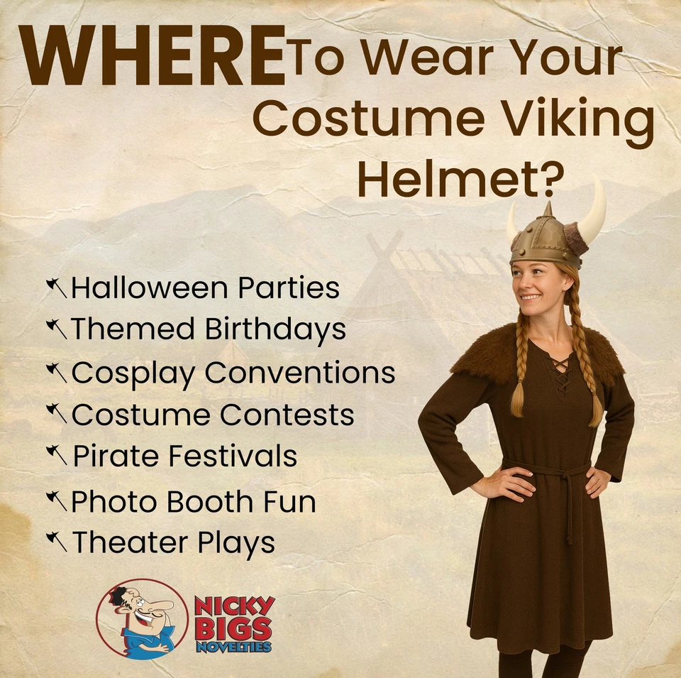 Adult Nordic Viking Barbarian Helmet with Faux Fur Horns Costume Accessory - Image 4 of 4