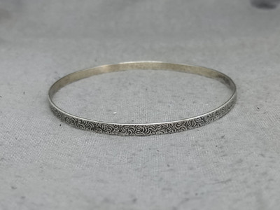 Vtg 925 Sterling Silver Floral Wave Bangle Cuff Bracelet 8