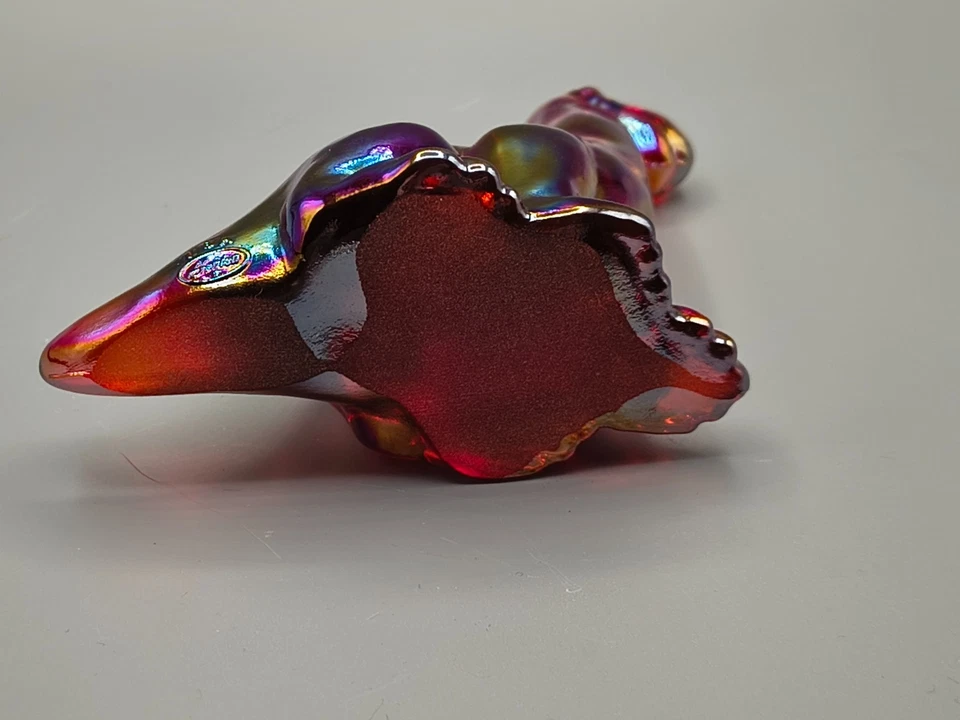 Fenton Ruby Red Carnival Iridized Dinosaur Figurine Pressed By Mosser - Image 4 of 4