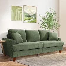 3 Seater Sofa Extra Deep Seats Corduroy Upholstered Couch For Living Room