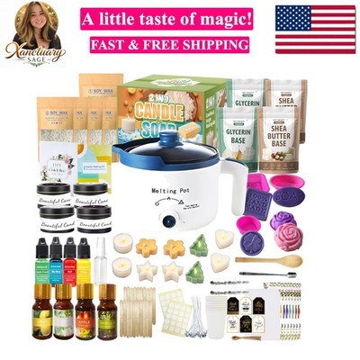 Basic DIY 2-in-1 Candle & Soap Making Supplies Kit with Wax/Soap Melter and C...