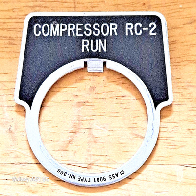 Square D 9001 KN-300 COMPRESSOR  RC-2 RUN  Legend Plate 9001KN300 FREE SHIPPING
