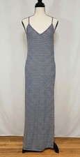 Moa Moa Navy Blue White Striped Knit Camisole Maxi Dress Size L Casual Summer 