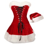 Women Christmas Cosplay Costume Santa Claus Outfit Plush Dress Party Xmas Clothi