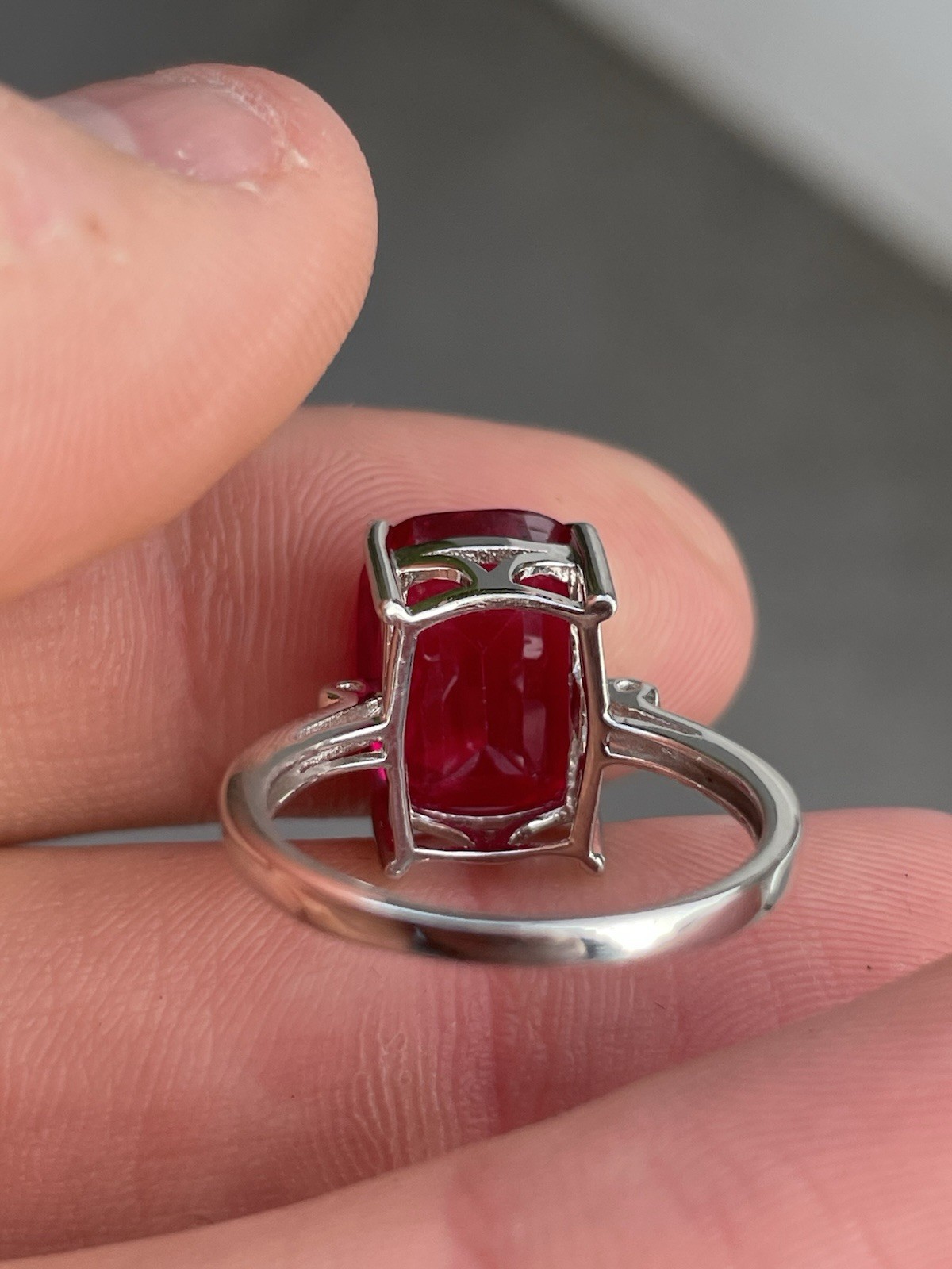 Silver Ruby 5ct Solitaire Ring, 925 Large,  4.5g - image 5