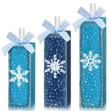 3 Pcs Winter Table Decorations Wooden Snowflake Block Signs Rustic Snowflake ...