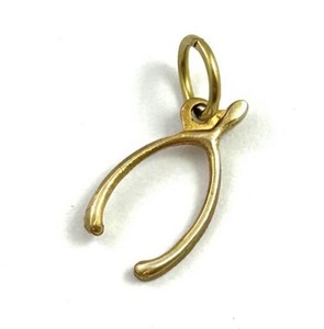 Vintage Charm Tiny Wishbone Dainty Necklace Pendant Brass Symbolic For Luck